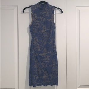 Lace Blue Mini Bodycon Dress